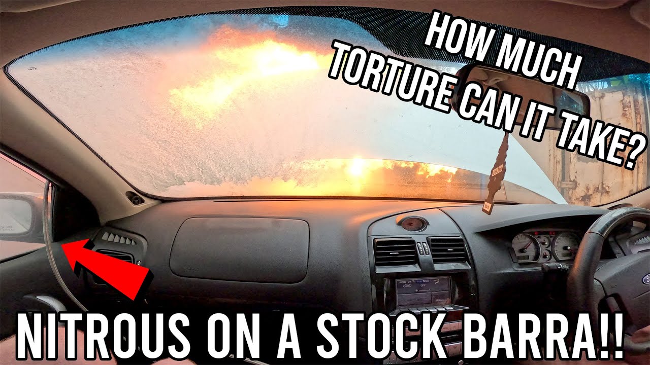 Nitrous Experiment: Huge Shot on a Stock Barra = Burnouts, Explosions, and Fire!