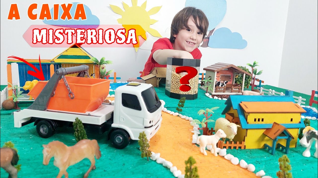 Fazendinha do Felipe Canopf - Uma caixa misteriosa cheia de animais: vaca cavalo boi - Cow Toy Farm
