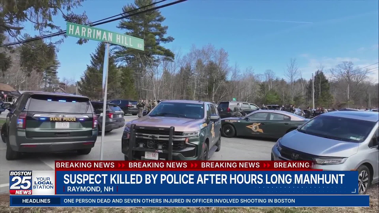 Мужчина, обвиняемый в стрельбе по полицейскому в Нью-Гэмпшире, погиб в перестрелке с полицией.