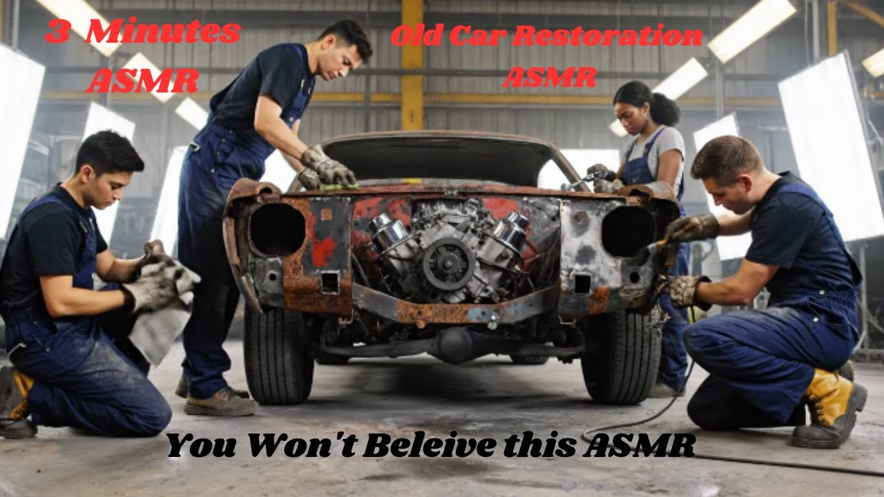 Old Rusted Car Restoration in Factory 🛠️  Fast ASMR Timelapse No Talking