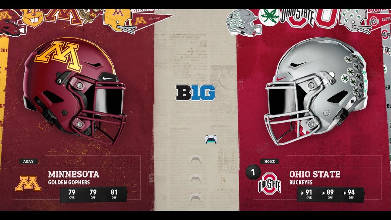 2025 Season Sim Game 5: #1 Ohio State Buckeyes (4-0, 1-0 B1G) vs Minnesota Gophers (2-2, 0-1 B1G)