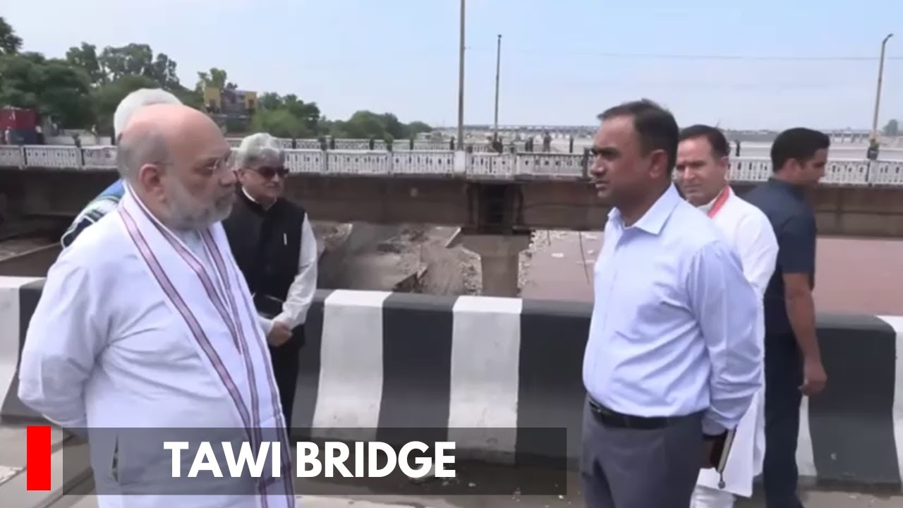 Amit Shah Inspects Tawi Bridge At Bikram Chowk