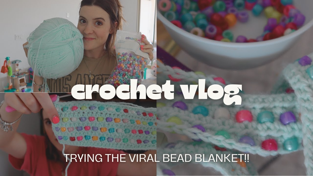 crochet vlog 🌸💕✨ trying the viral crochet bead blanket!!