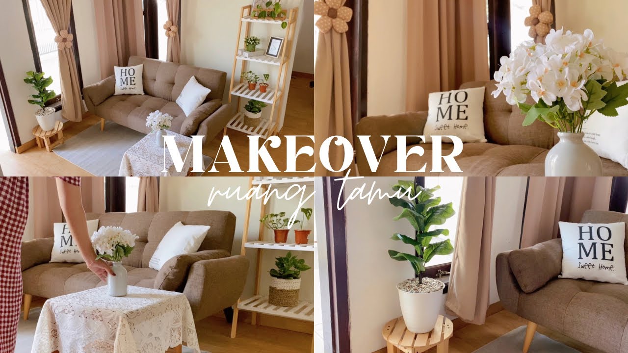 makeover ruang tamu kecil, simple dan aesthetic ✨🌵