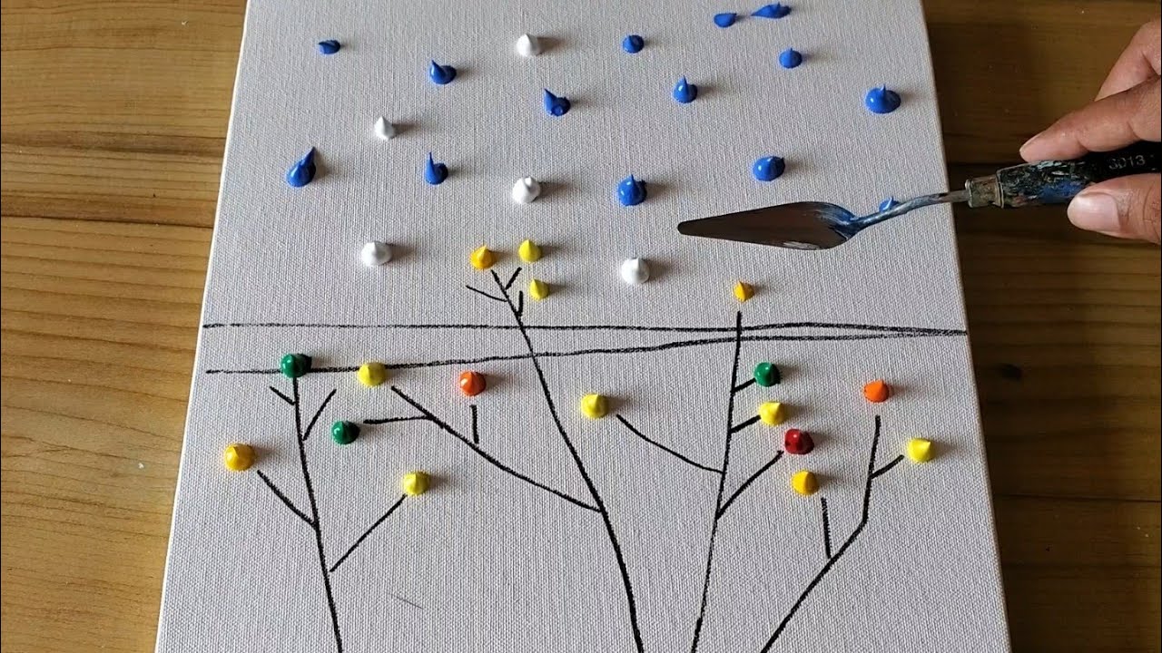 Acrylic Abstract Floral Landscape / Easy For Beginners / Satisfying / 365 Days Challenge / Day #2