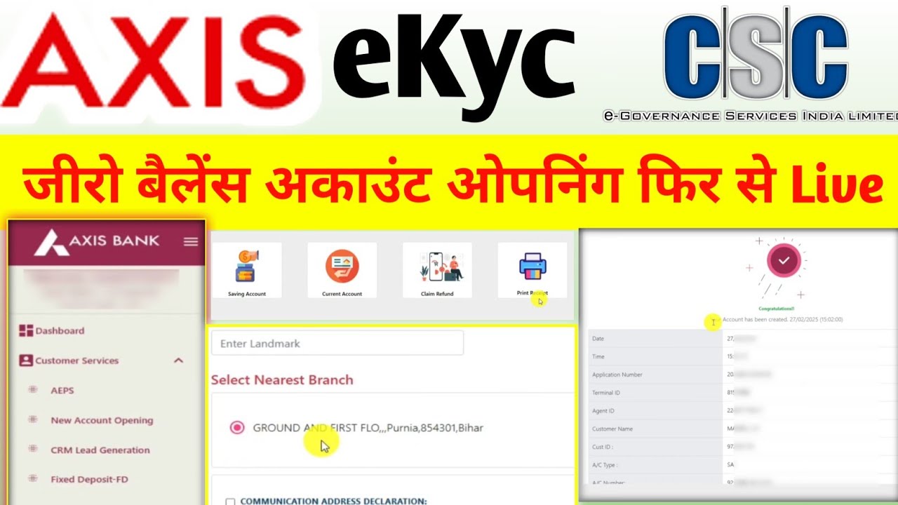 csc vle Axis Bank E kyc Account Opening Prosses Start Fingerprint se Account Kaise Khole 2025