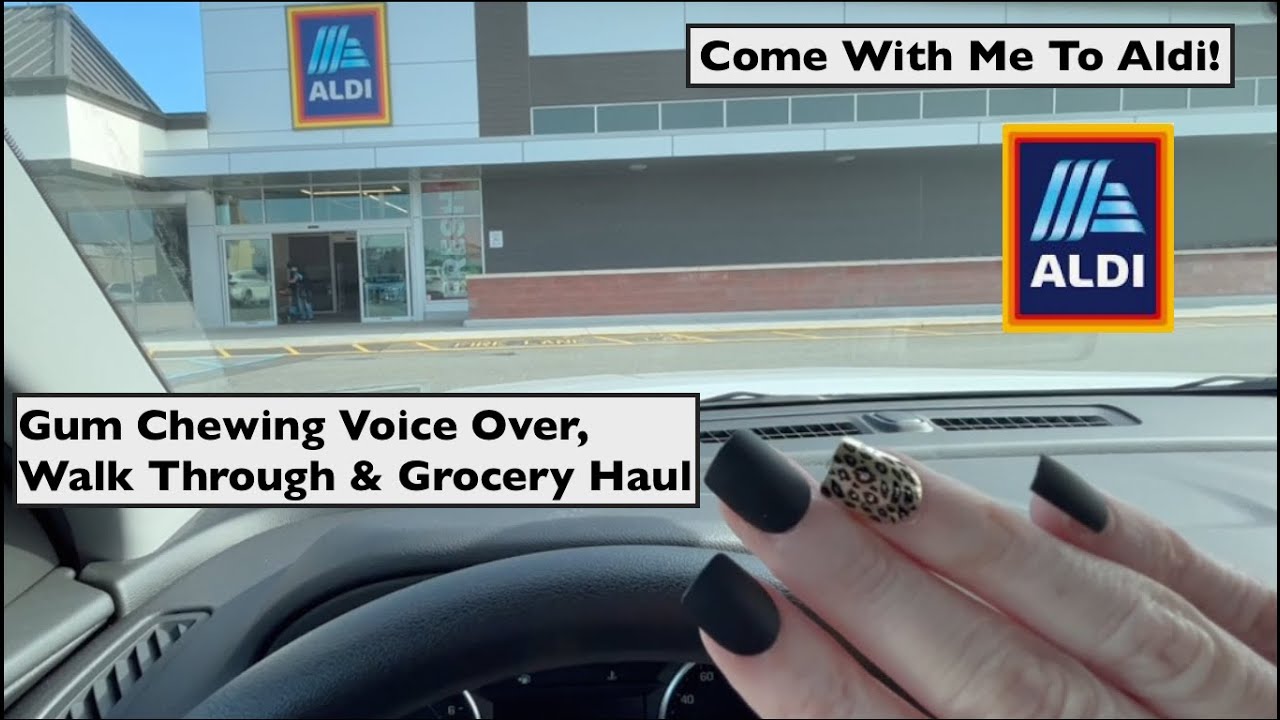 ASMR Aldi Walkthrough | Gum Chewing Whispered Voice Over | Grocery Haul At End | ASMR in Public
