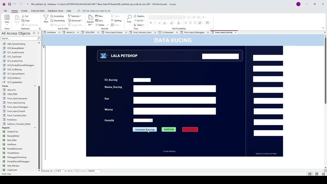 Final Project Basis Data - Sistem Informasi Manajemen dan Point of Sales Untuk Petshop