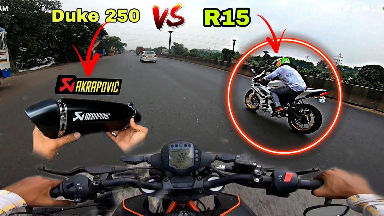 Ktm Duke 250 Bs6 Exhaust Modified | Power Charge Ho gaya | Race With R15 | Ktm vs R15