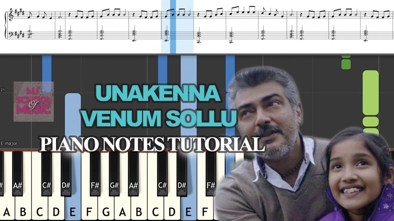 Unakenna Venum Sollu | Piano tutorial (With notes) | MJ School of Music