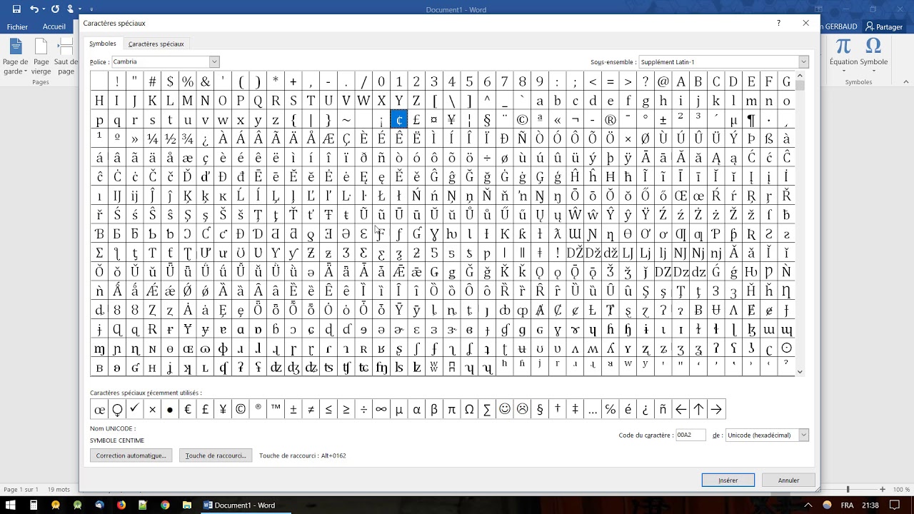 Word 2016 – Fonctions Avancées – Insérer des symboles spéciaux