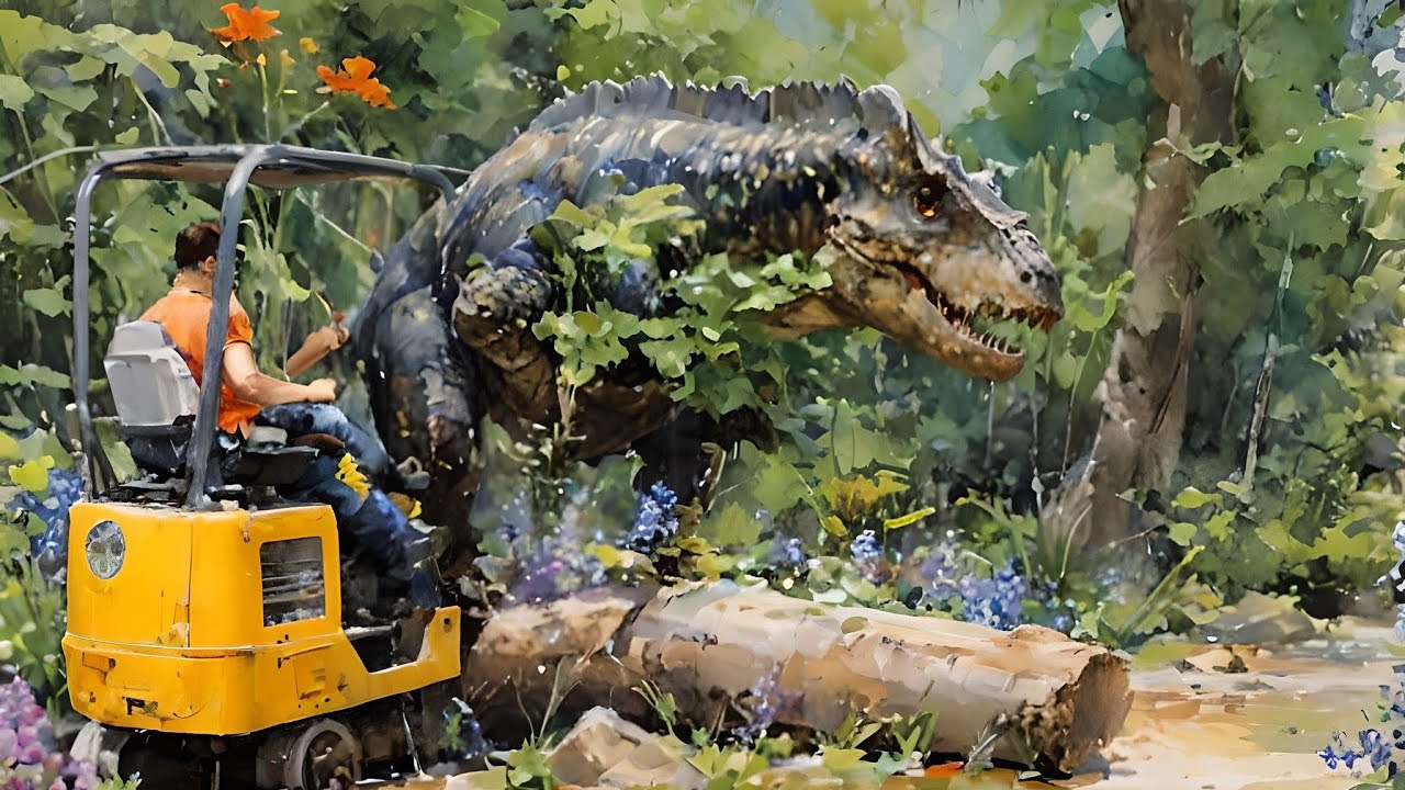 Little dinosaur eating stumps? 
