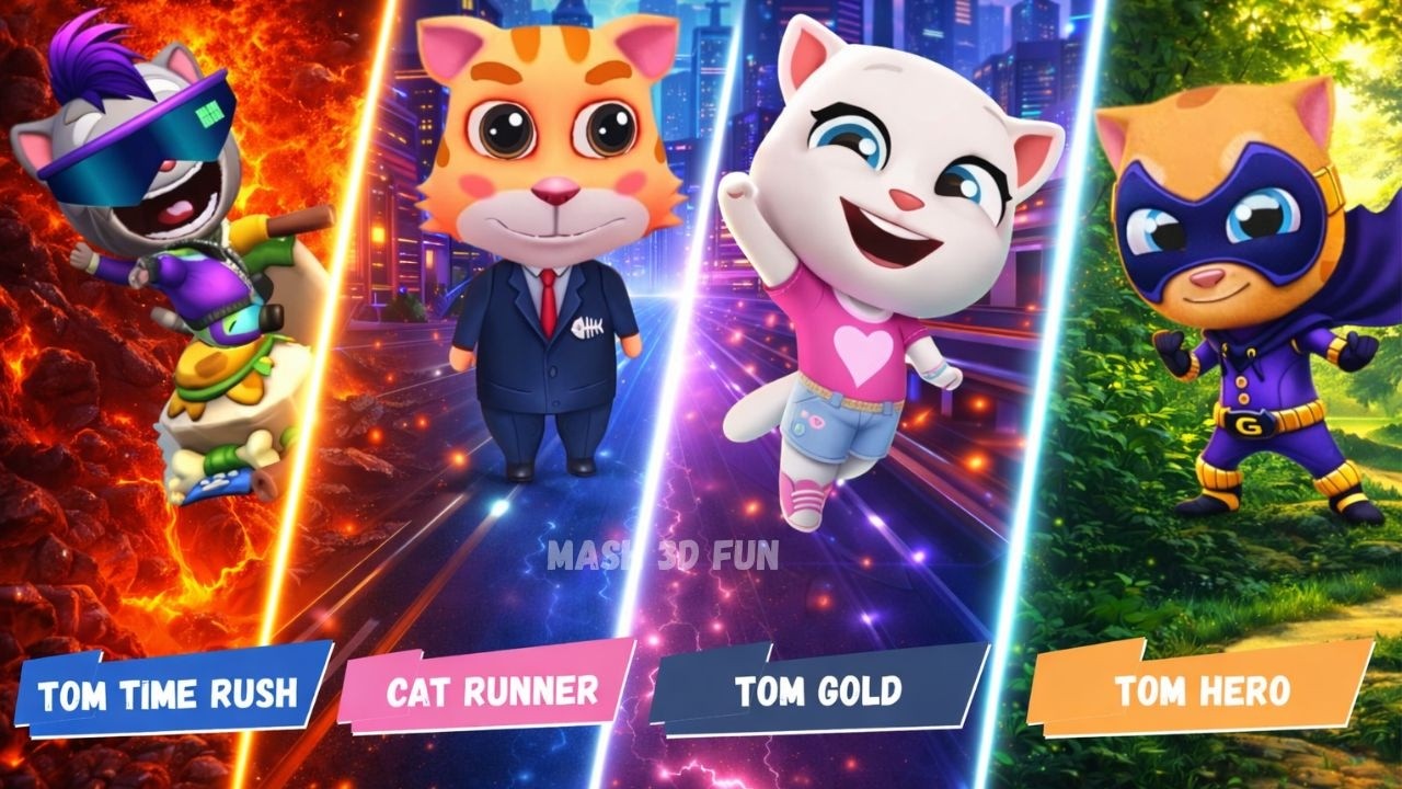 TalkingTom Runner Game is BEST? 🏆|Cat Runner🆚Gold Run🆚Time rush🆚Hero Dash| |Mash 3d fun | Who wins?