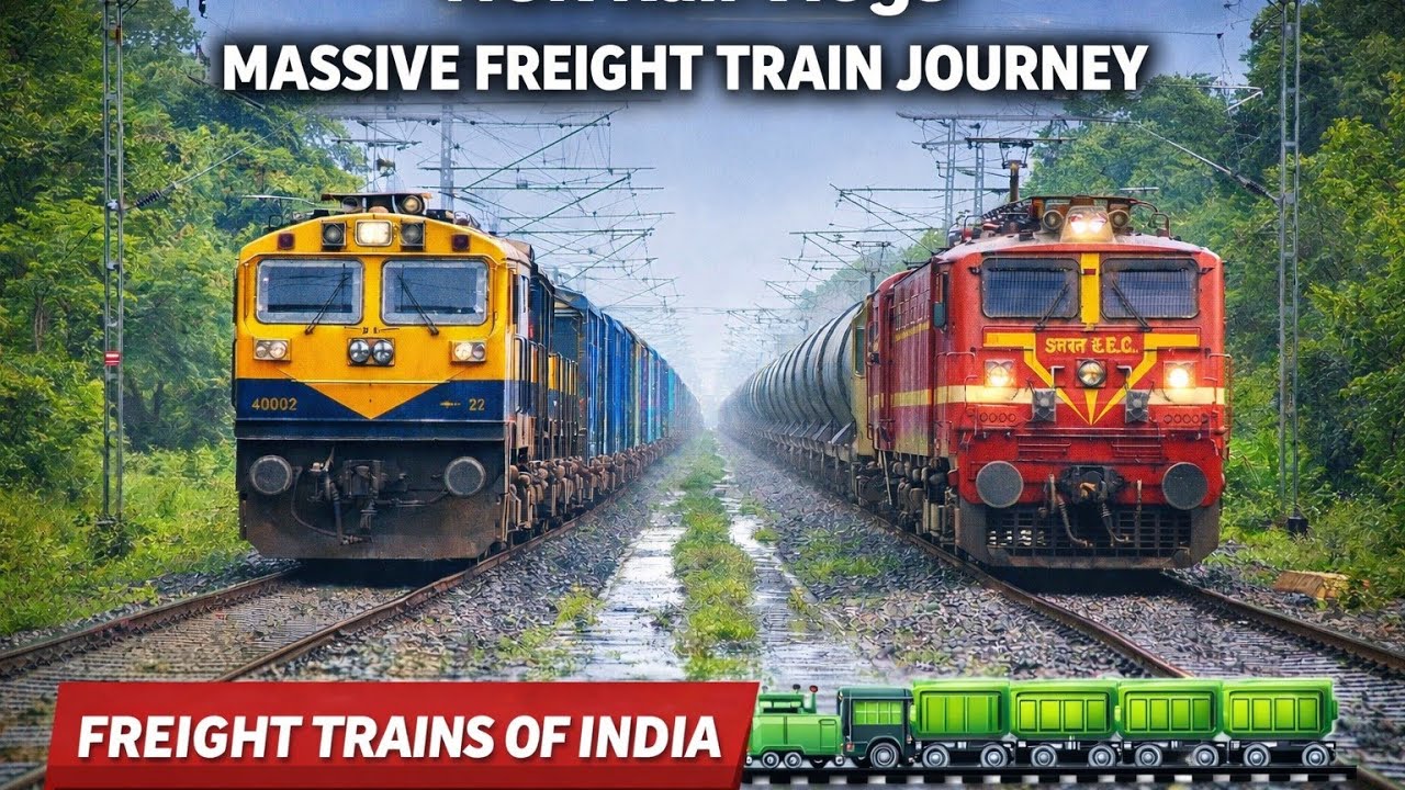 Indian Freight Train Journey | Massive Goods Train Crossing 🚂🔥