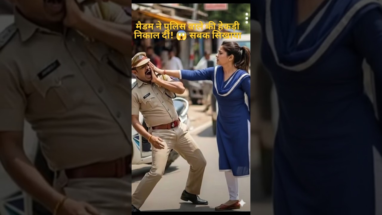 बीच सड़क पर मैडम ने पुलिस वाले को कानून सिखा दिया! 👮&zwj;♂️ सरेआम बेइज्जती ।#shorts #ias
