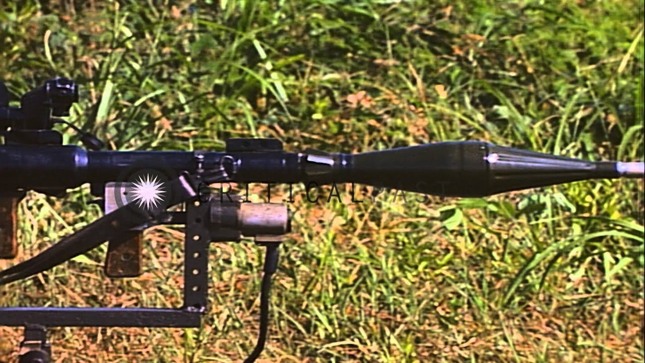 Soviet RPG-7 rocket being fired by American soldiers in Vietnam. HD Stock Footage