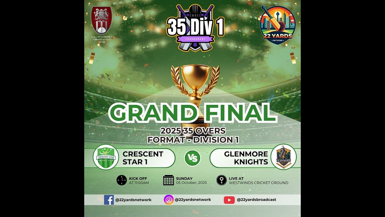 LIVE | 2025 C&DCL 35 Overs Division 1 - GRAND FINAL | Crescent Star Vs Glenmore Knights