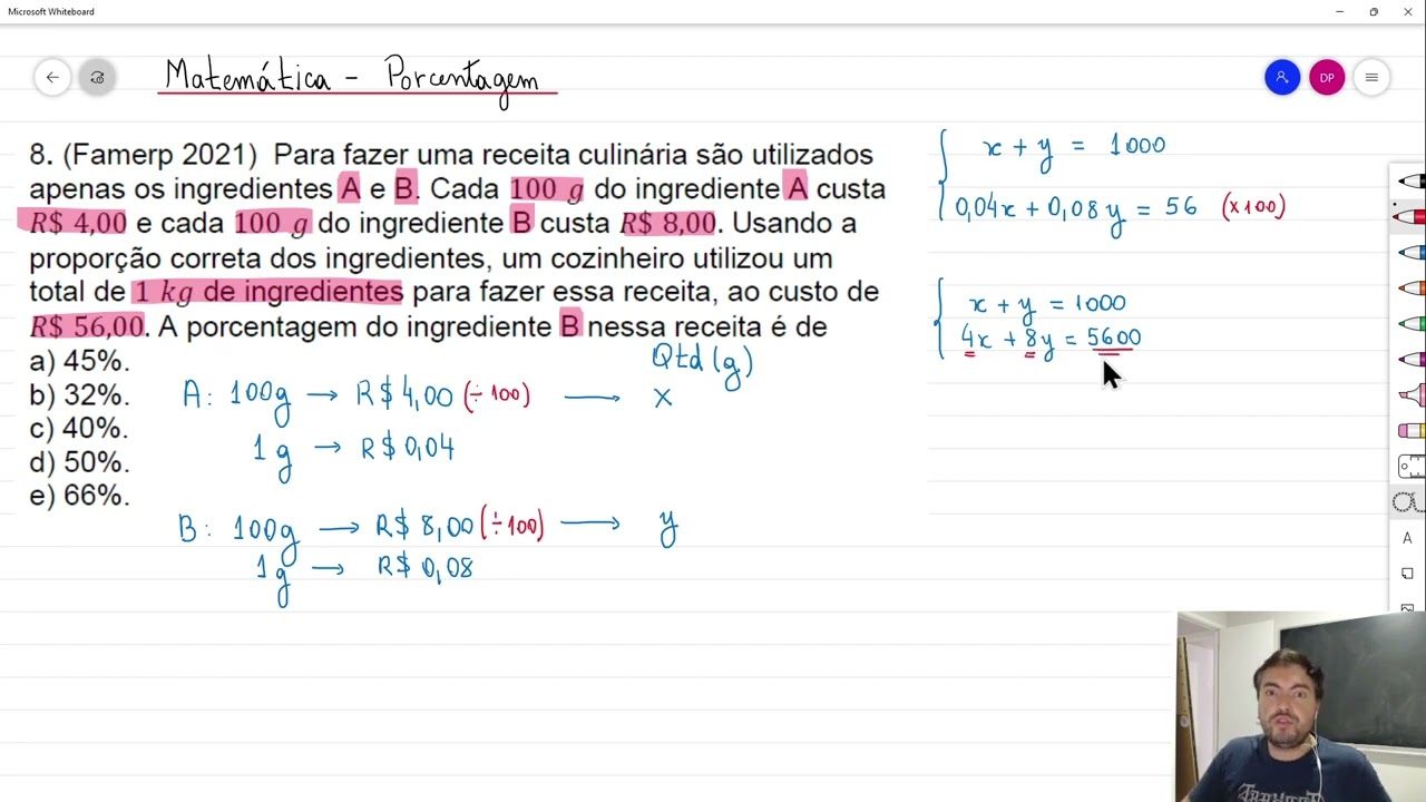 Famerp 2021 - Exercício de Porcentagem