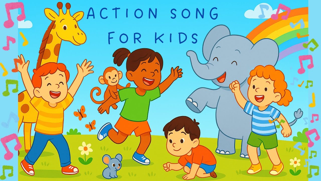 🌟🎵 Stretch Up High, Curl Down Low | Fun Action Song for Kids!🐘🦒🐭#kidssongs #kidsmusic #song #top #fy
