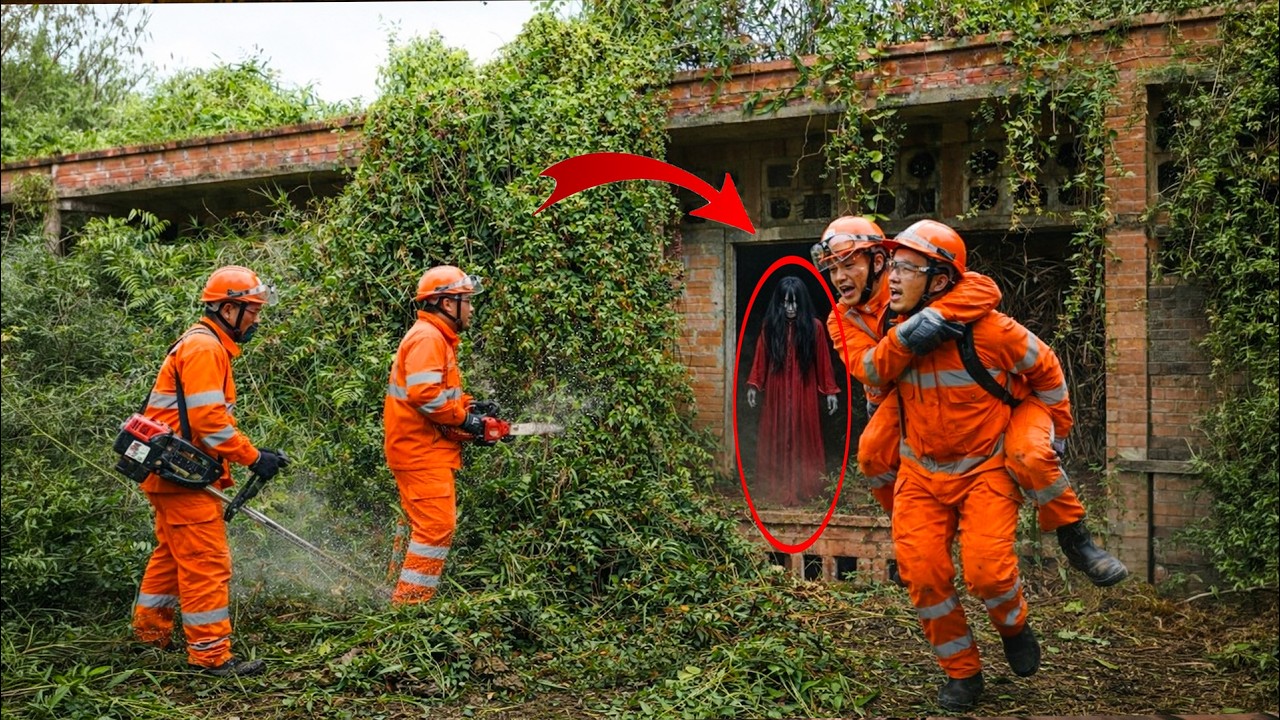 Time-Lapse Horror 😱 Clearing an Abandoned House… Workers Encounter a Red-Dressed Ghost!