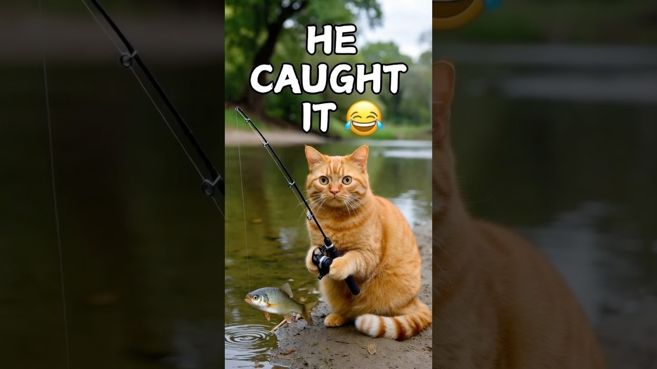 Маленькая удочка. Огромная рыба. ЛЕГЕНДАРНЫЙ КОТ 🎣🐱 #шорты