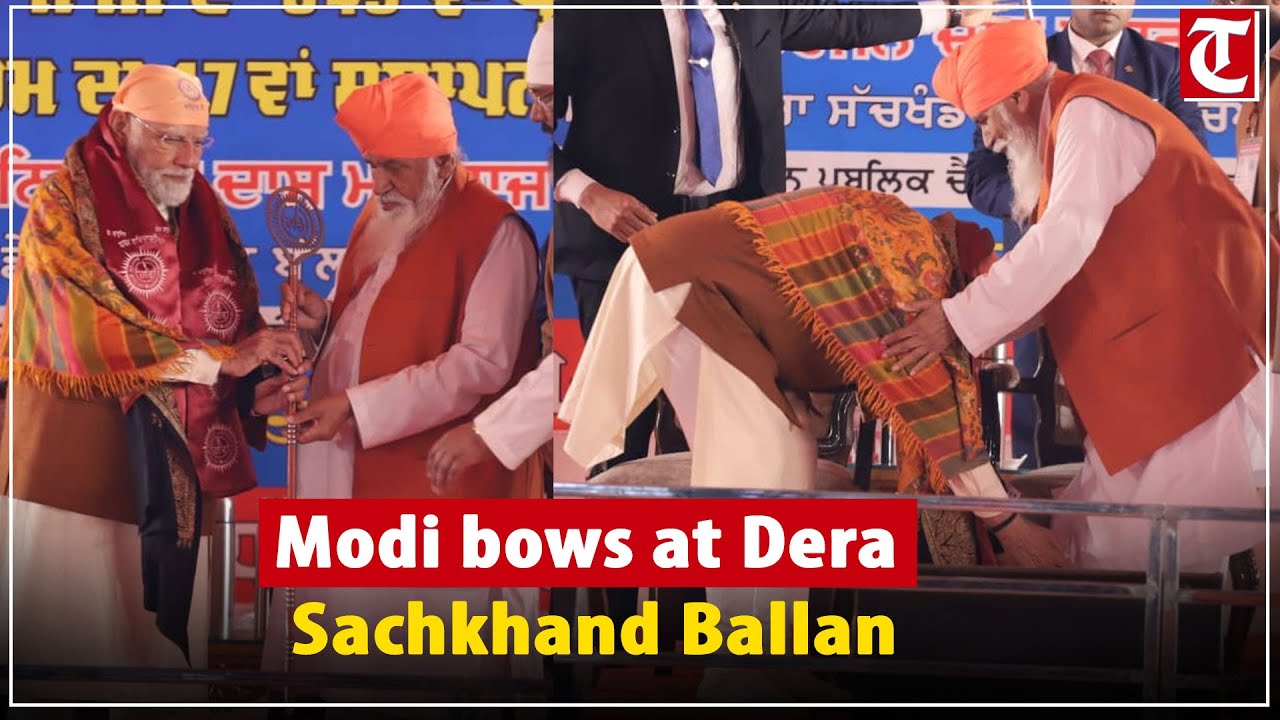 Watch: PM Modi touches feet of Sant Niranjan Dass, seeks blessings at Dera Sachkhand Ballan