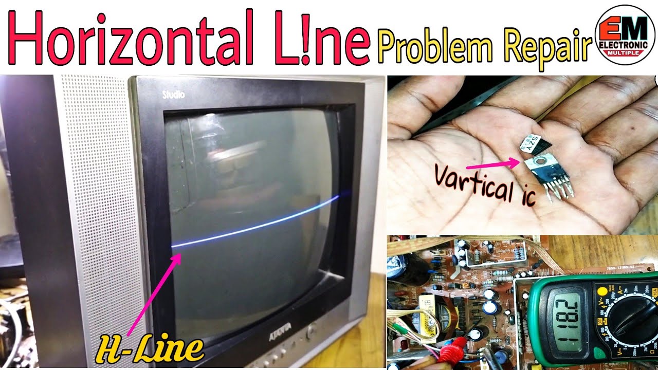 Horizontal Line Problem Solve Repair, H-Line Problem In Crt Colour Tv Repair हिंदी में