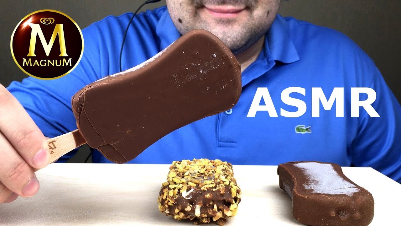 ASMR Dessert CHOCOLATE COVERED ICE CREAM MAGNUM (Frozen Eating Sounds) NO TALKING