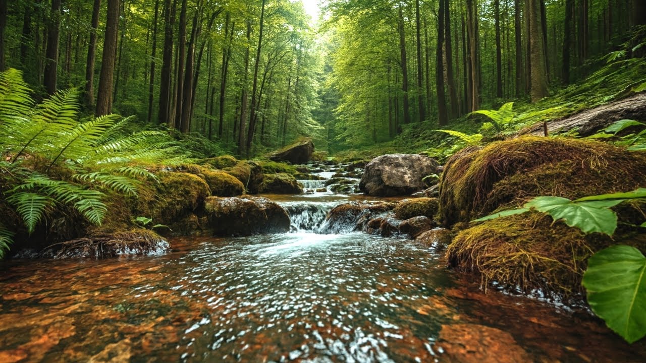 Forest Stream and Birds Singing | Relaxing Nature Ambience for Sleep, Focus, Meditation