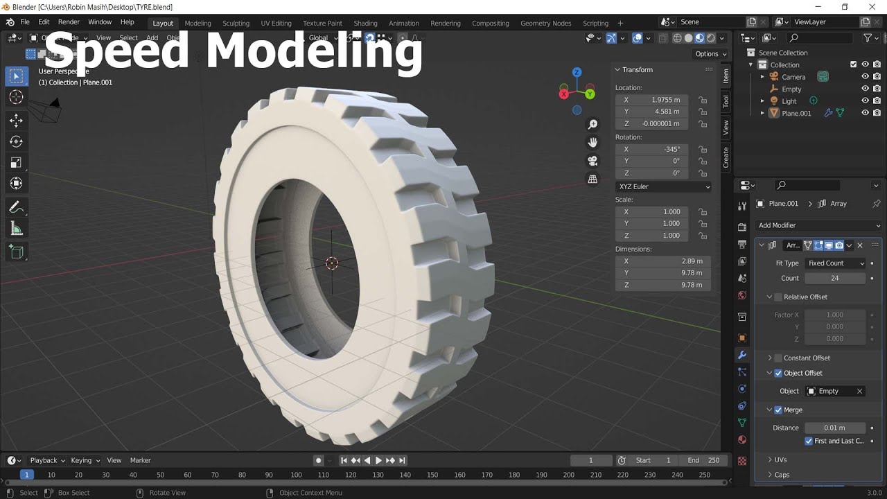 Speed Modeling a Tyre In blender