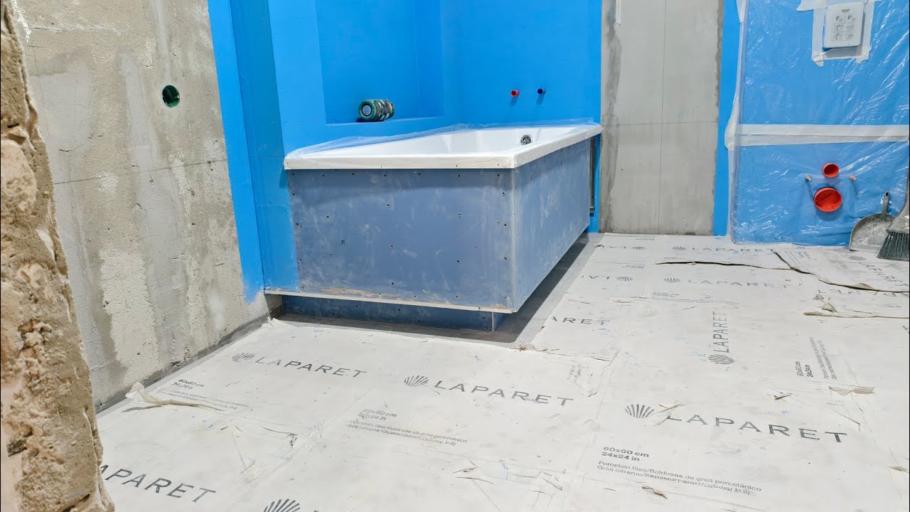 Каркас из ГКЛ, для облицовки экрана ванны с нишей для ног