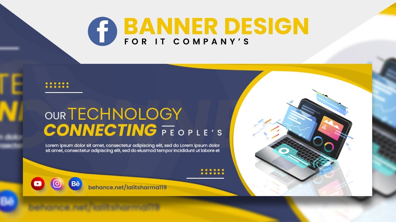 Professional Facebook Cover Banner Design for IT Company&rsquo;s - Adobe Photoshop Tutorial -