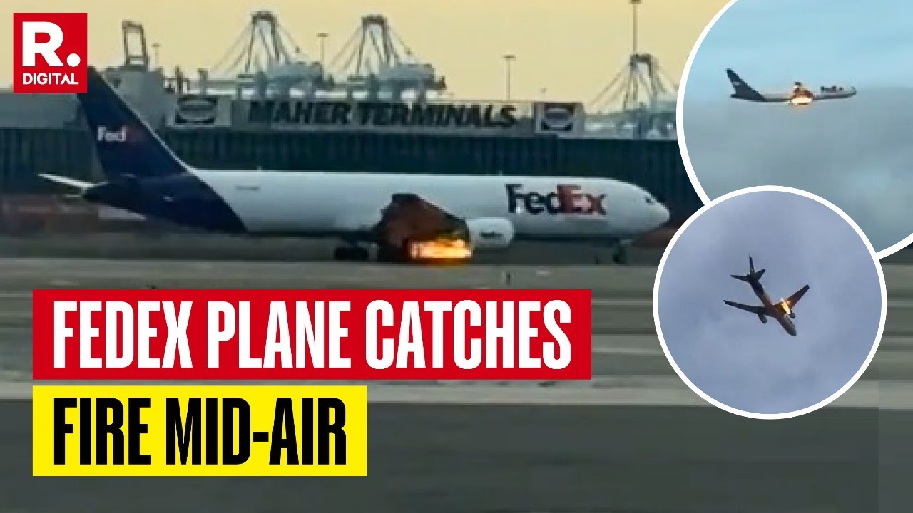 Video Captures Exact Moment FedEx Plane Catches Fire Mid-Air | WATCH