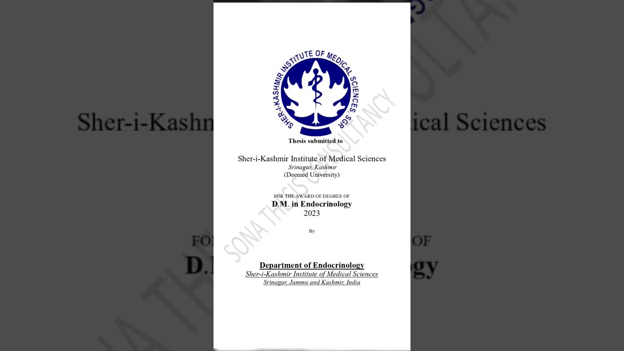 Sample Work #15 (D.M Thesis On Endocrinology) By Sona Thesis Consultancy #shorts #ytshorts#trending
