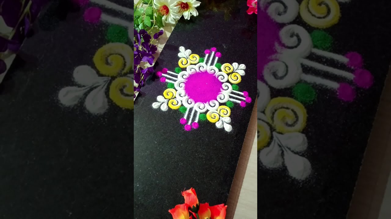 Простая ранголи для рисования перед храмом/дверью #borderrangoli #simplerangoli #easyrangoli #mug...