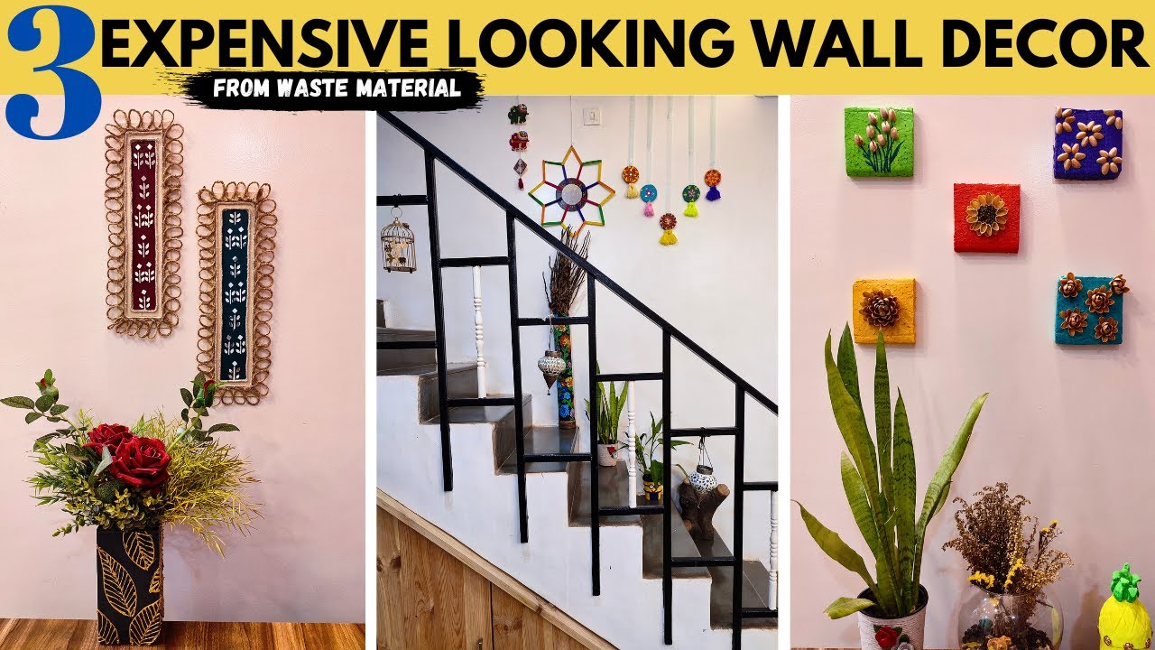 3 DIY Wall Decors from #wastematerials #zerocost #bestoutofwaste #cardboard #diy #trashtotreasure
