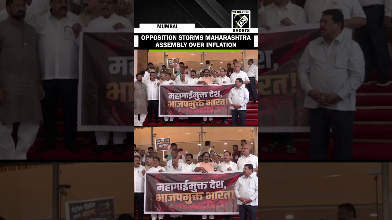 Oppn protests outside Maharashtra Assembly in Mumbai over rising inflation during monsoon session