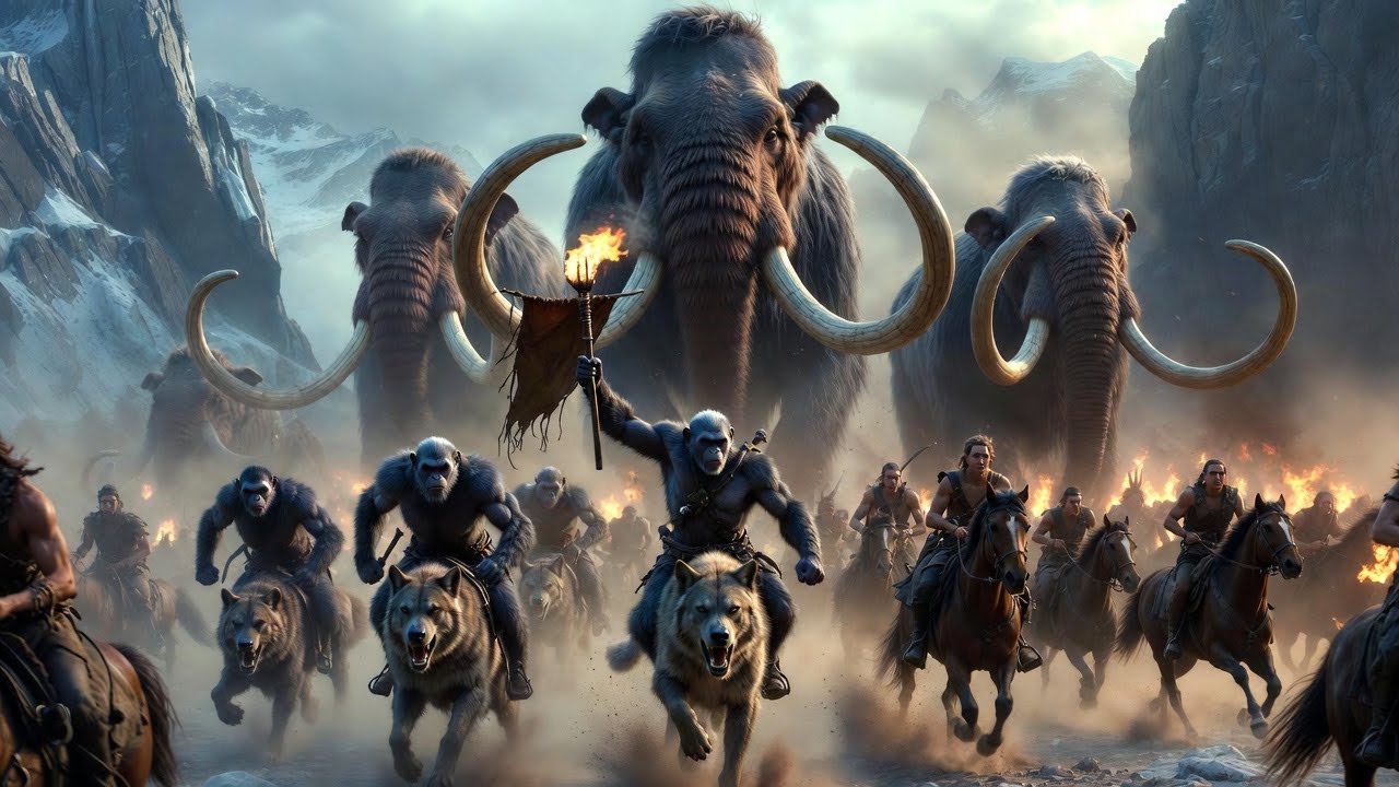 When Ape Warriors on Wolves Met Human Cavalry and Mammoths – The First Clash Begins!