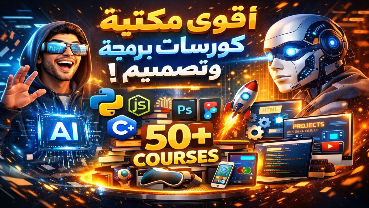 🔥 أقوى مكتبة كورسات برمجة وتصميم ممكن تشوفها في مكان واحد!