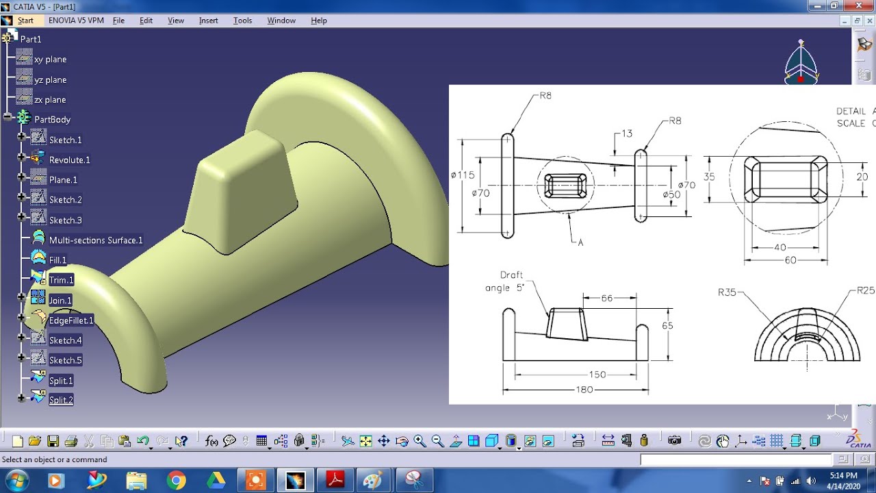 #CATIA V5 #SURFACE Tutorial 2 #Generative Shape design