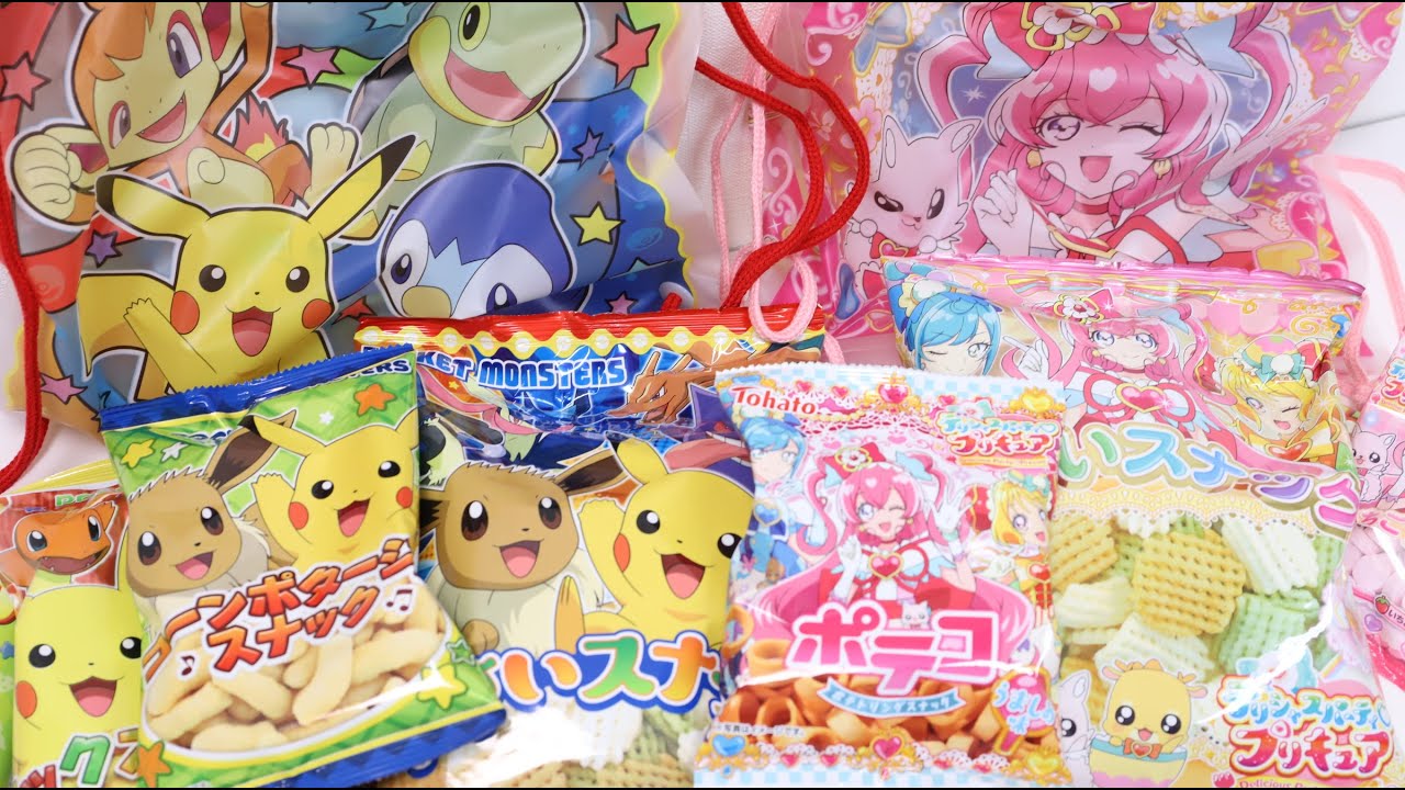 Pokemon and Precure Candy Drawstring Bag Japan Snack Souvenir