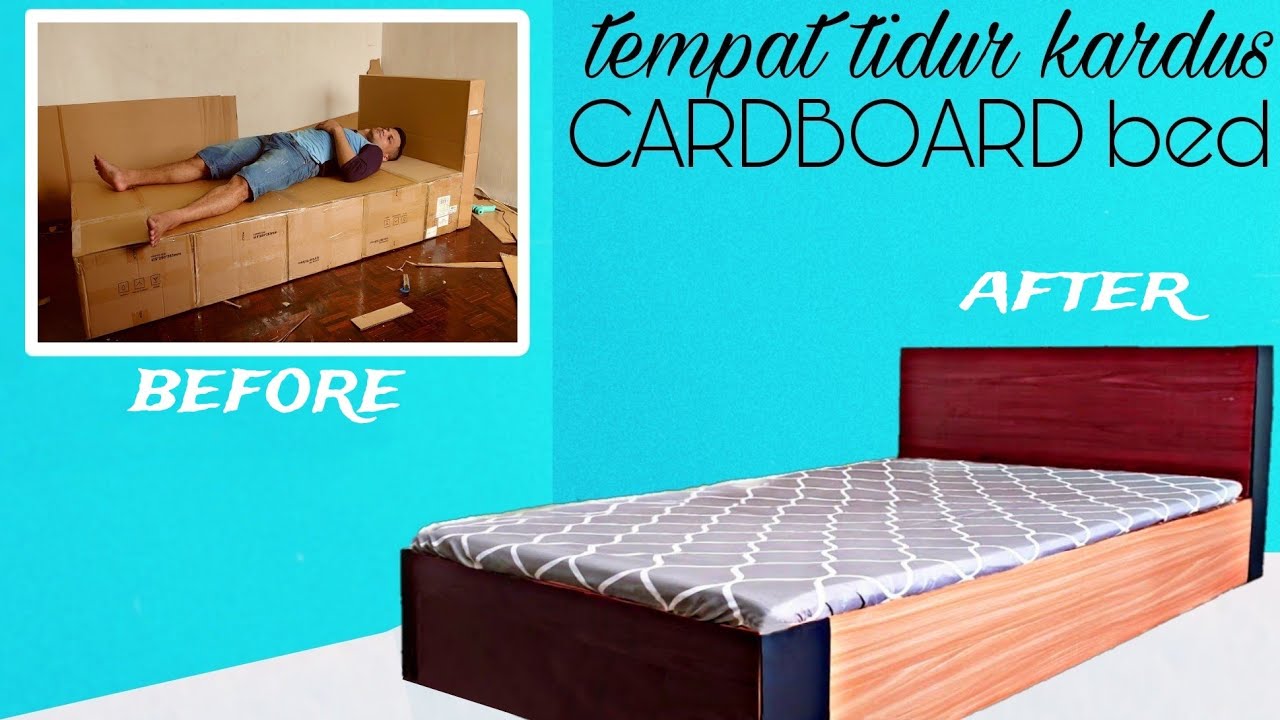 Cara membuat TEMPAT TIDUR dari kardus make furniture from used carton box #kreatif5menit #tutorial