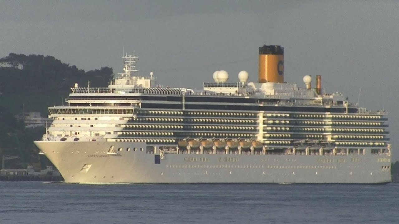 Costa Crociere Luminosa cruise ship arriving at port of Lisbon