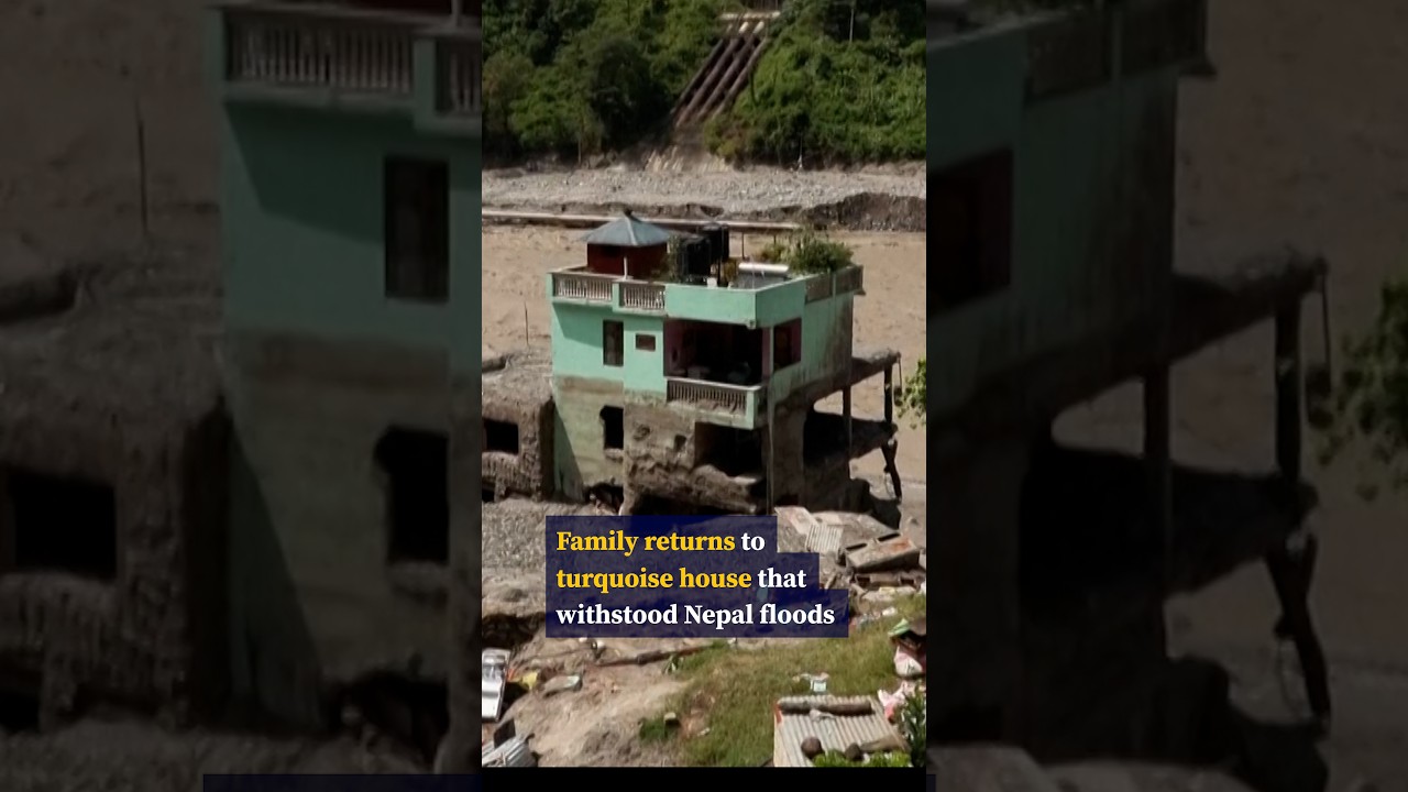 Family returns to turquoise house that withstood Nepal floods
