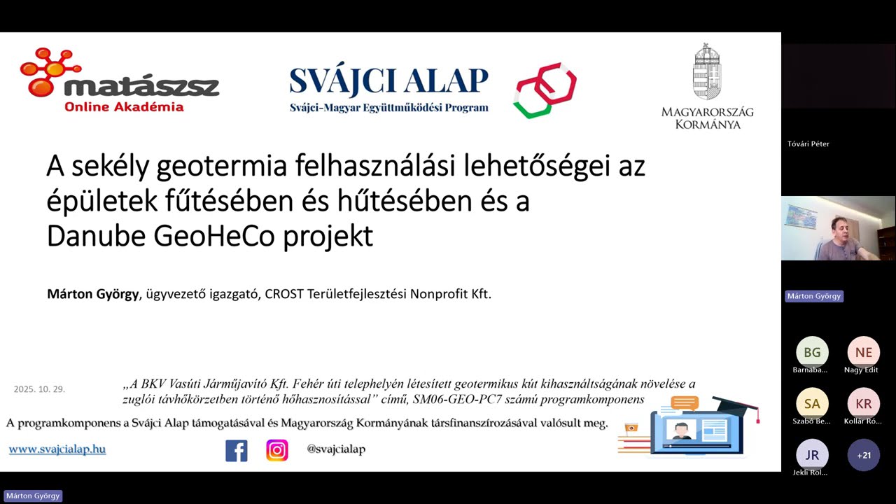 MaTáSzSz Online Akadémia - A sekély geotermia felhasználási lehetőségei