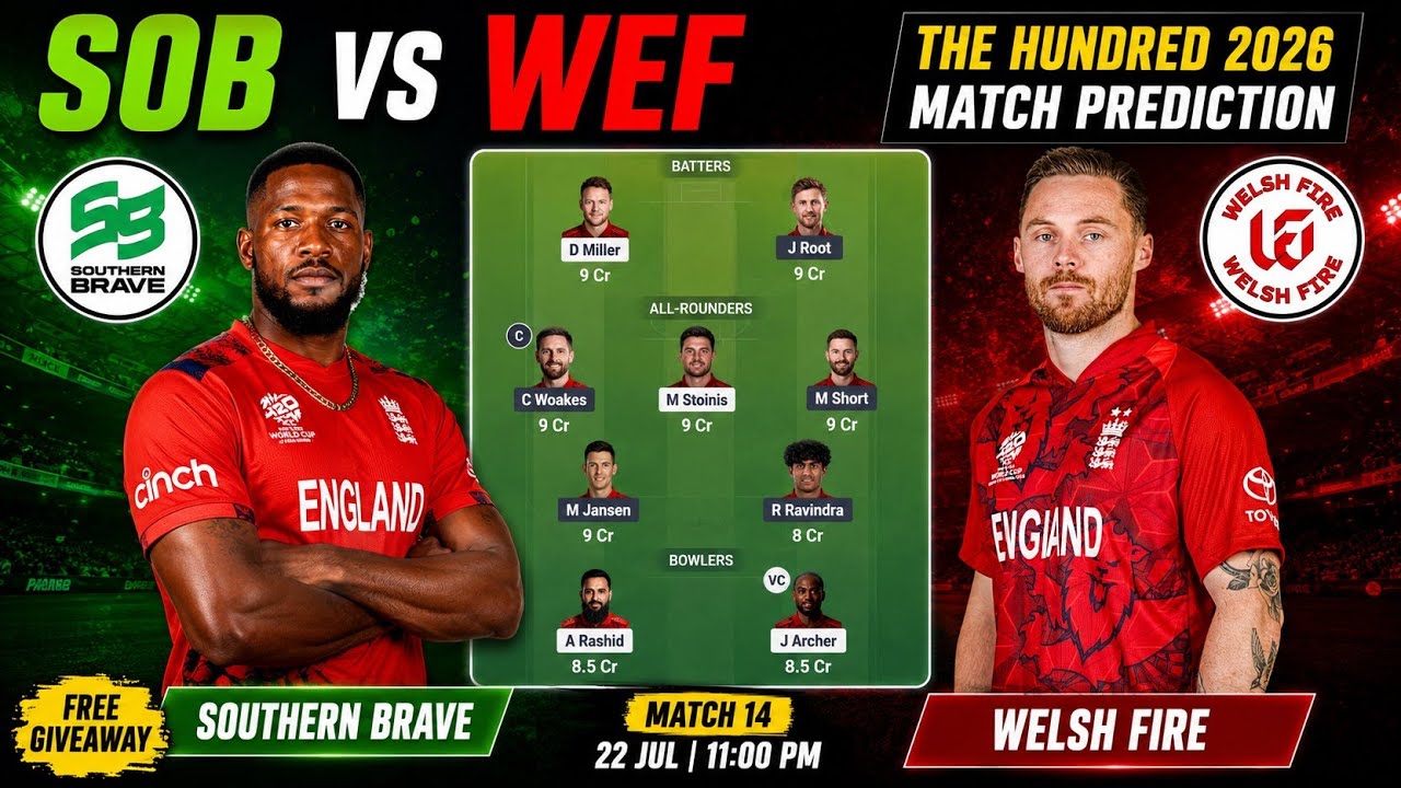 SOB vs WEF Today Match Prediction | SOB vs WEF Dream11 Prediction | The Hundred 2026 2nd Match