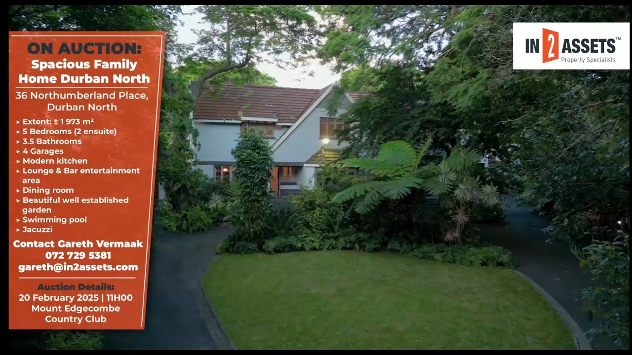 Spacious Family Home Durban North. 36 Northumberland Place, Durban North On Auction 20 February 2025