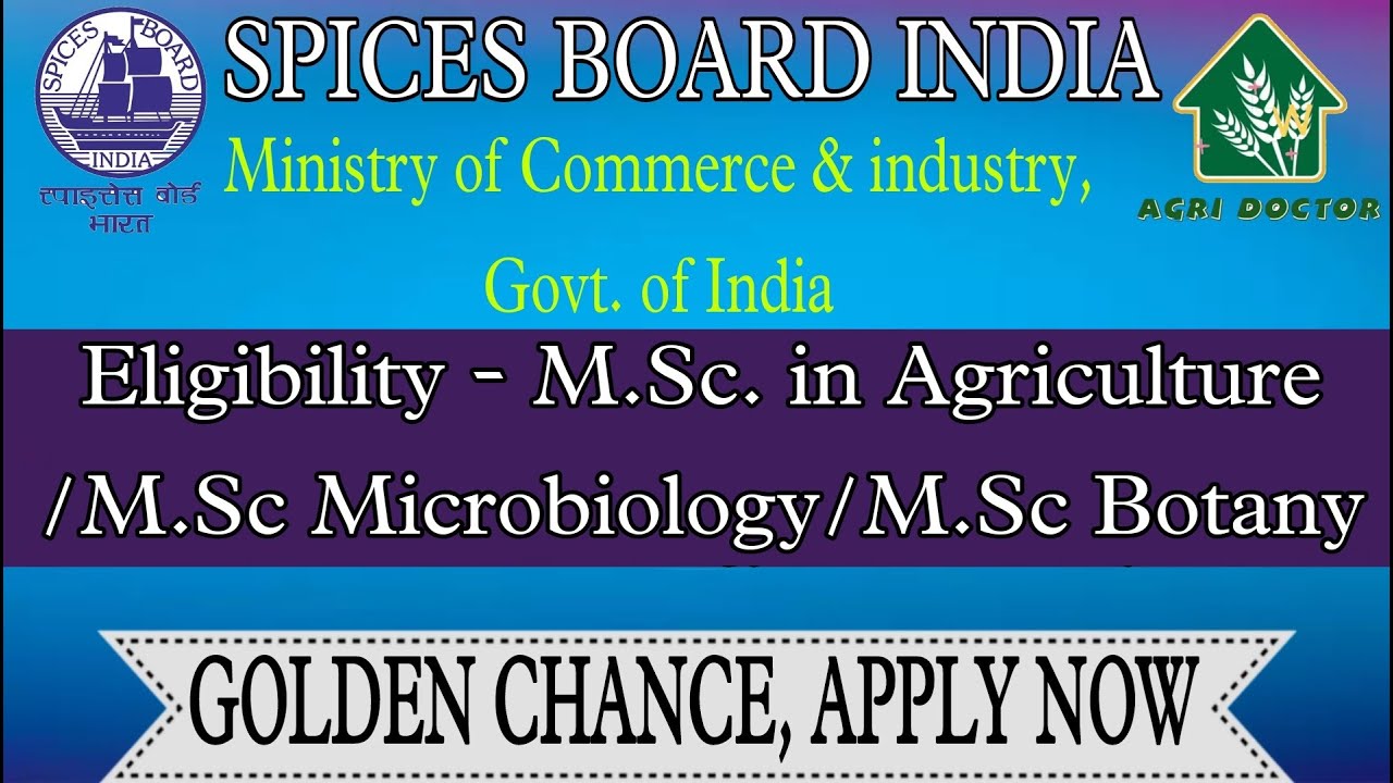 Spices Board India recruitment 2022 I TRAINEE ANALYST POSTS I WALK IN TEST @AgriDoctorcoaching