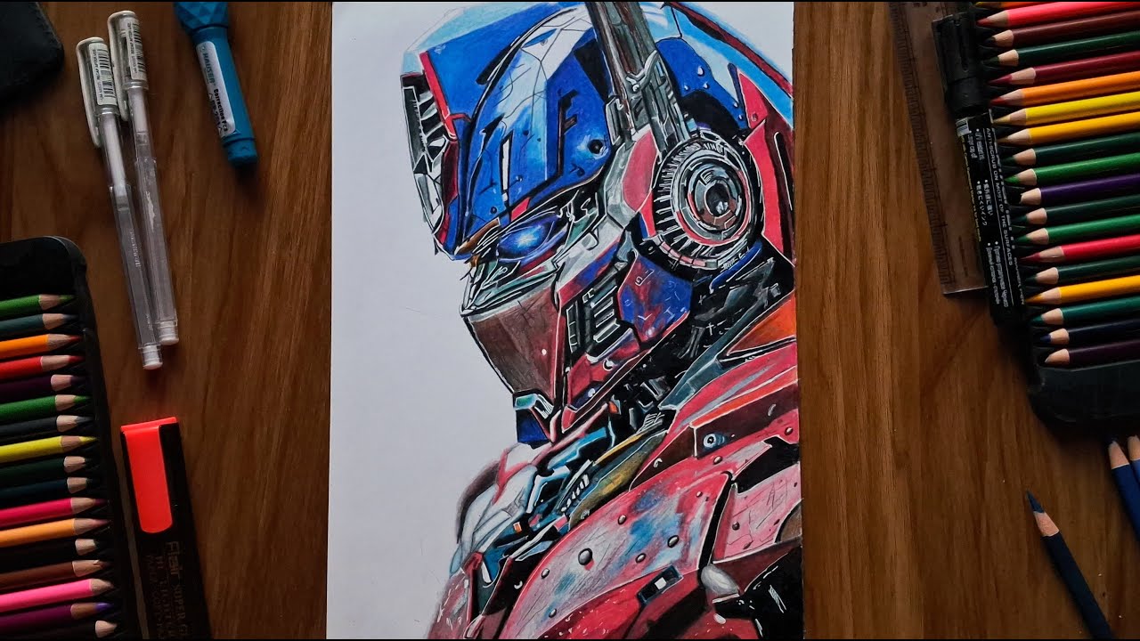 Draw The Optimus prime with colour pencil | The art Creation 