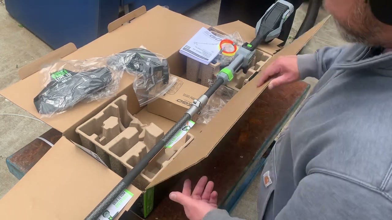 Ego 16” power plus string trimmer. part 1: unboxing and warranty info not described.